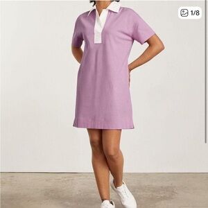 Everlane Organic Cotton Shirt Dress Pink White Small Preppy Tennis Casual Work
